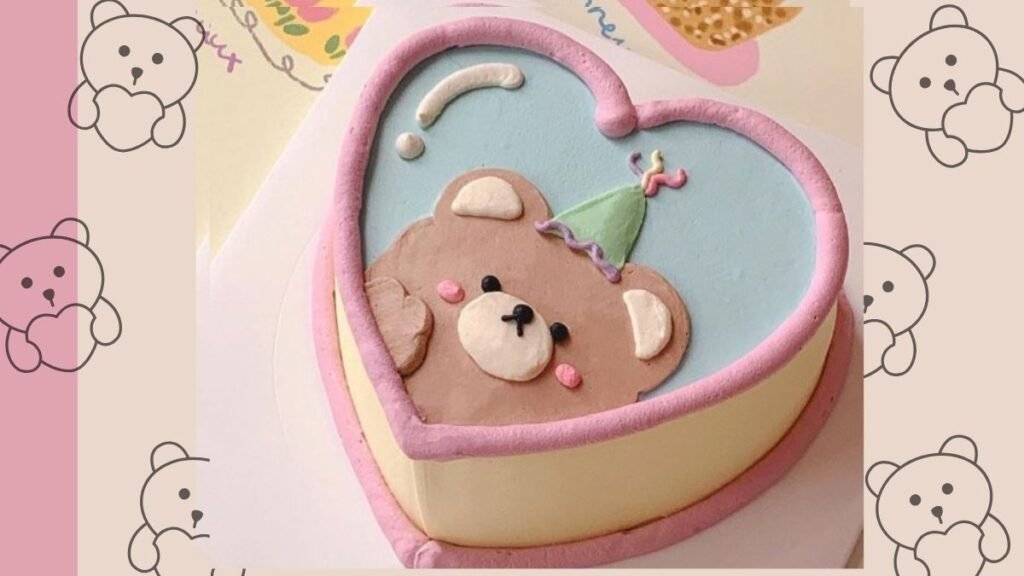 Cute Teddy Heart Cake 