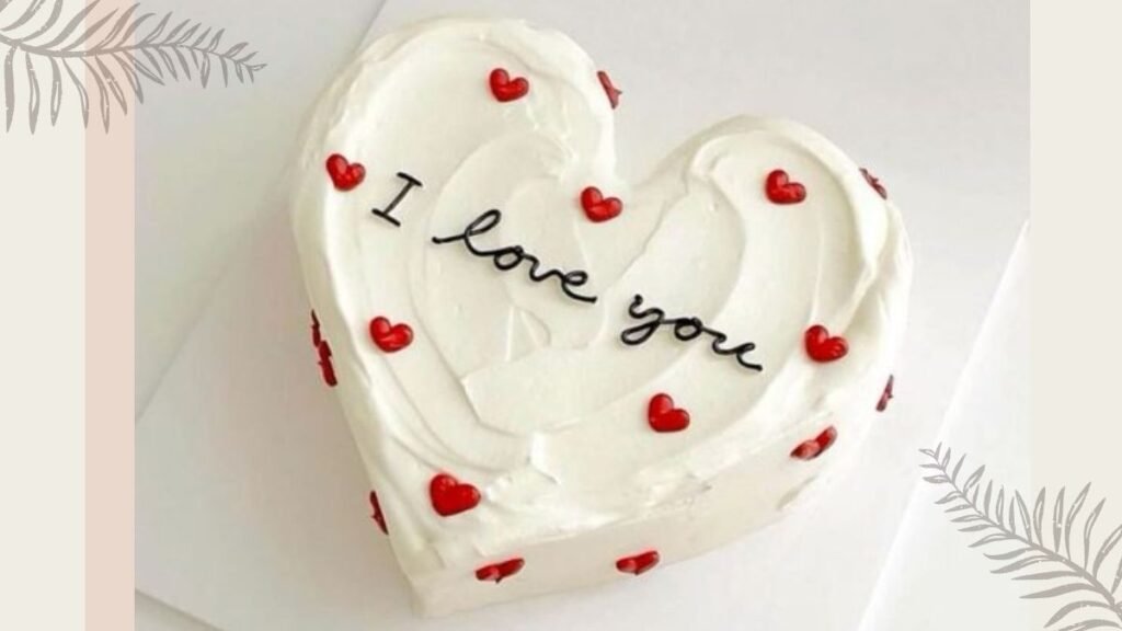 Cute White Love Heart Cake 